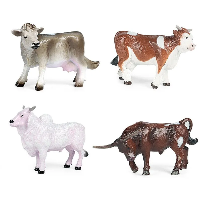 Bulls bison ranch cattle set model simulation wild animal model PVC animal action figure collection ornaments toys children Christmas gifts