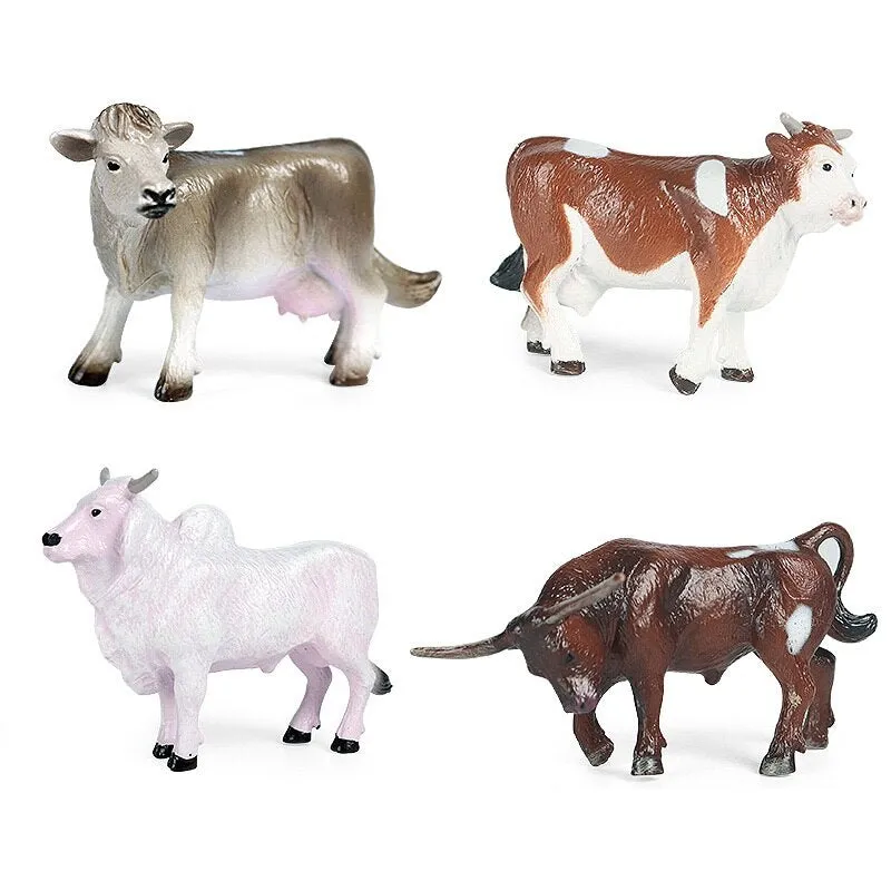 Bulls bison ranch cattle set model simulation wild animal model PVC animal action figure collection ornaments toys children Christmas gifts