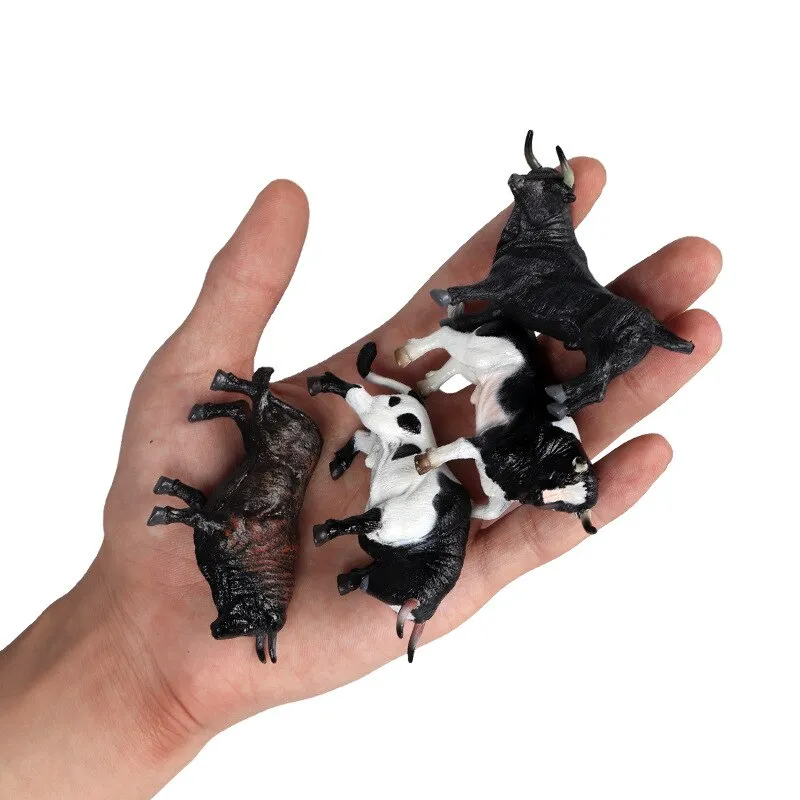 Bulls bison ranch cattle set model simulation wild animal model PVC animal action figure collection ornaments toys children Christmas gifts