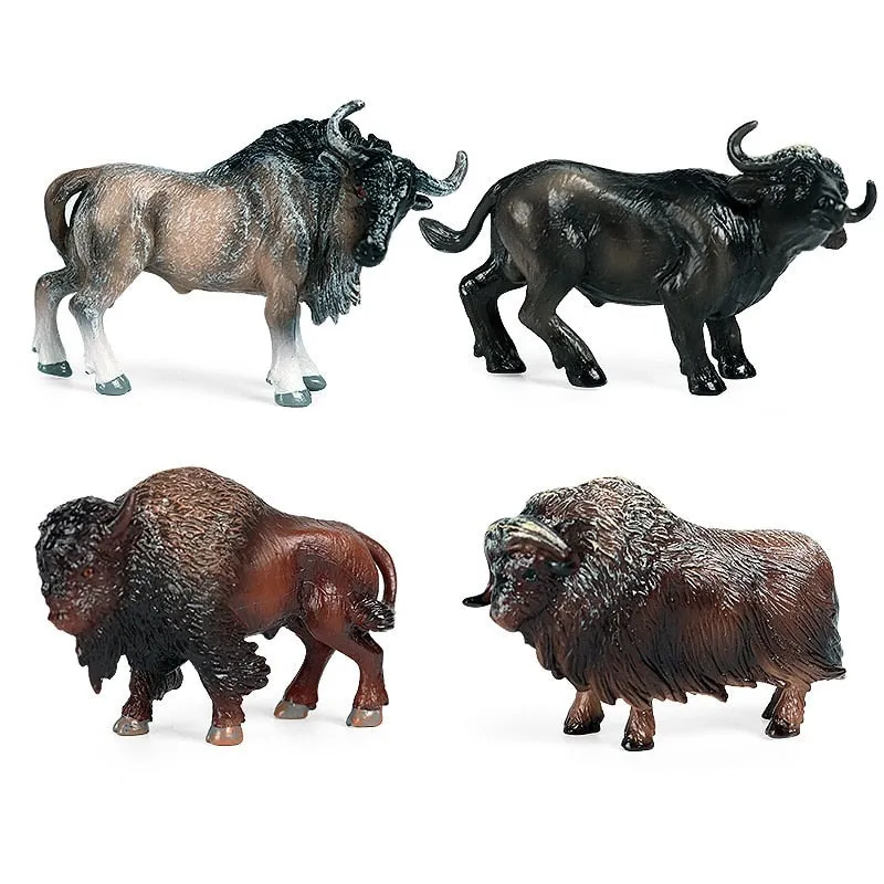 Bulls bison ranch cattle set model simulation wild animal model PVC animal action figure collection ornaments toys children Christmas gifts