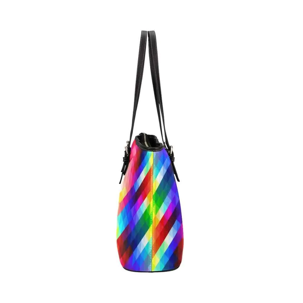 Chic Multicolor Grid Pattern Leather Tote - Your Ultimate Stylish Shoulder Bag