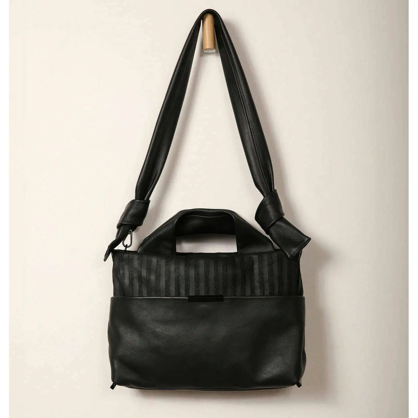 DANIELLA LEHAVI - Alexa Luxe Satchel Bag - Pinstripe Black