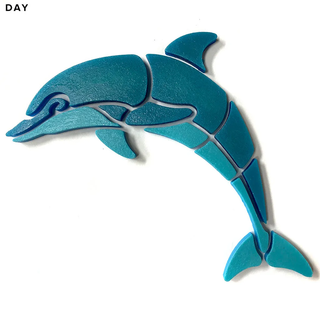 Happy Dolphin, Left - Glow in the Dark Pool Mosaics