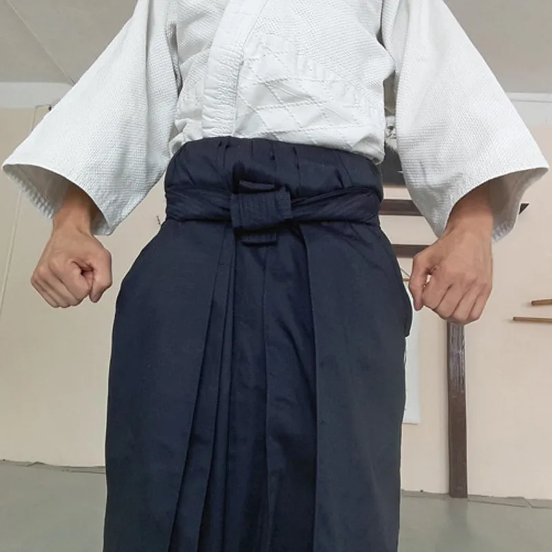 Japanese Hakama Bokuto Deluxe Navy Blue for Aikido Kendo Iaido