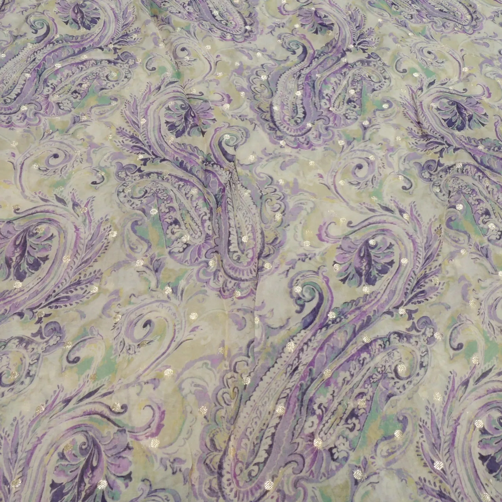 Lavender Floral Digital Print On Viscose Organza Fabric