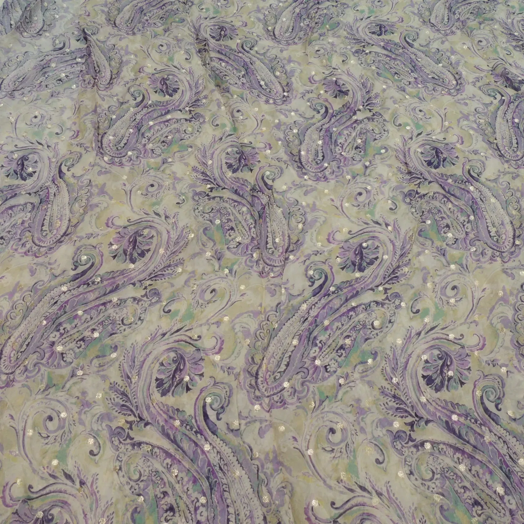 Lavender Floral Digital Print On Viscose Organza Fabric