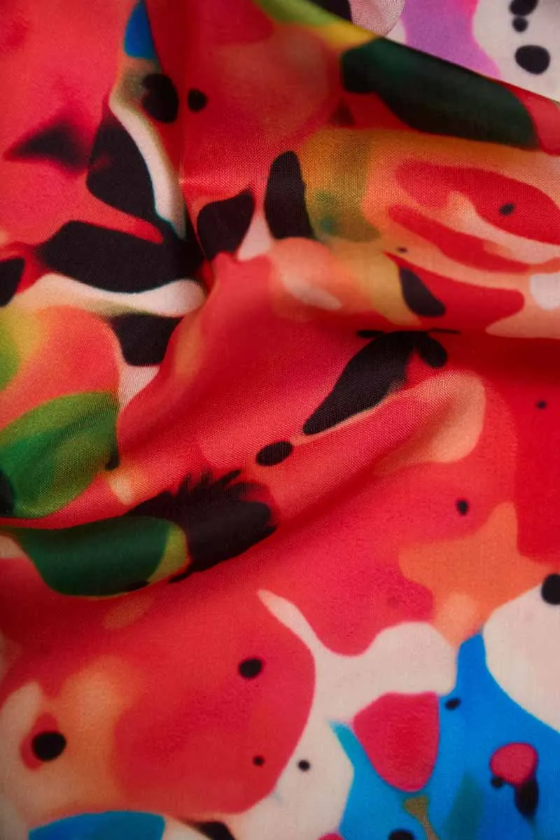 Lively Watercolour Multicolour Floral Pattern Printed Muslin Fabric