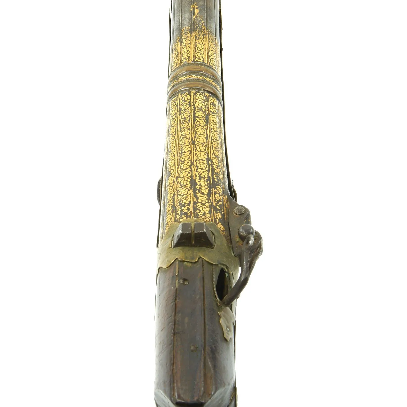 Original Indian Toradar Matchlock Musket with Gold Inlaid Damascus Barrel c. 1780 - 66" Long