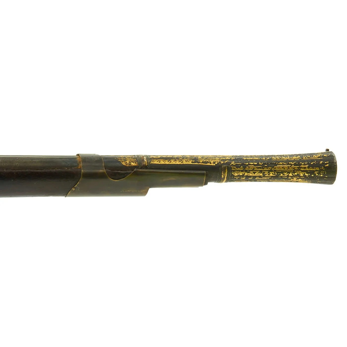 Original Indian Toradar Matchlock Musket with Gold Inlaid Damascus Barrel c. 1780 - 66" Long