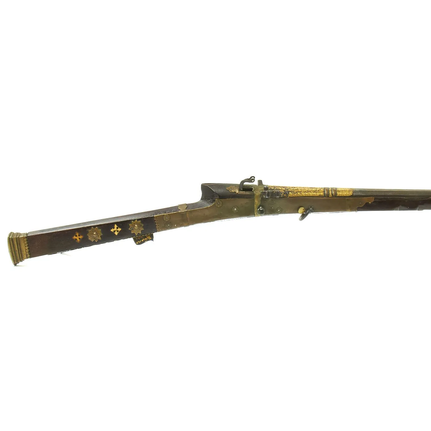 Original Indian Toradar Matchlock Musket with Gold Inlaid Damascus Barrel c. 1780 - 66" Long