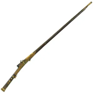 Original Indian Toradar Matchlock Musket with Gold Inlaid Damascus Barrel c. 1780 - 66" Long