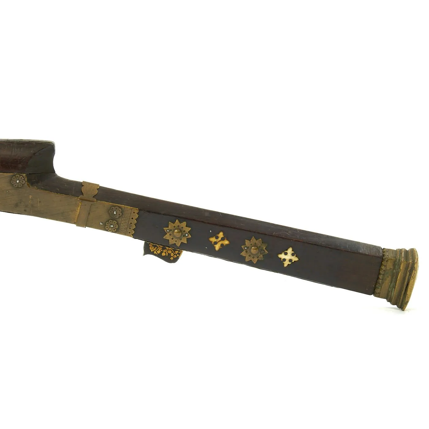 Original Indian Toradar Matchlock Musket with Gold Inlaid Damascus Barrel c. 1780 - 66" Long