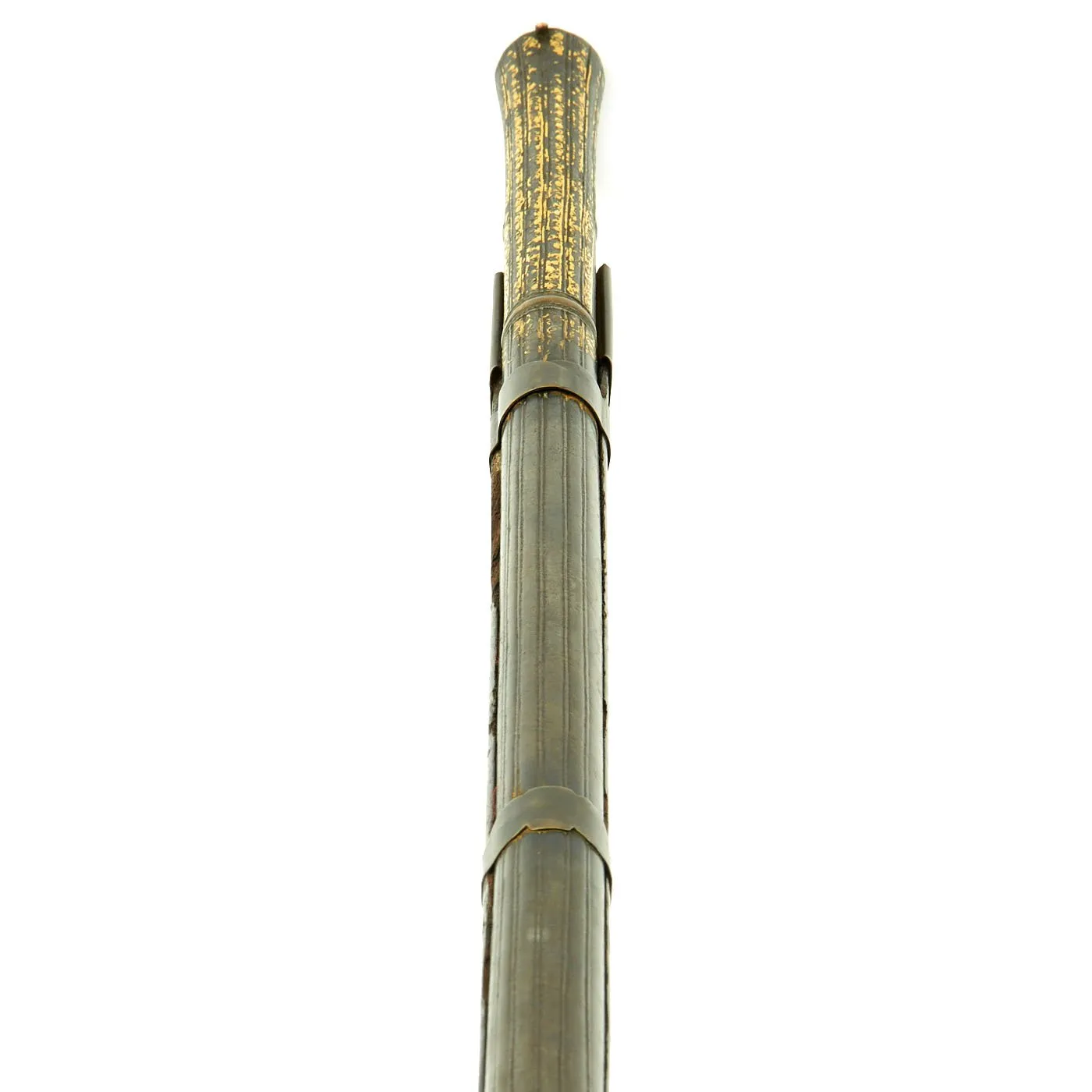 Original Indian Toradar Matchlock Musket with Gold Inlaid Damascus Barrel c. 1780 - 66" Long