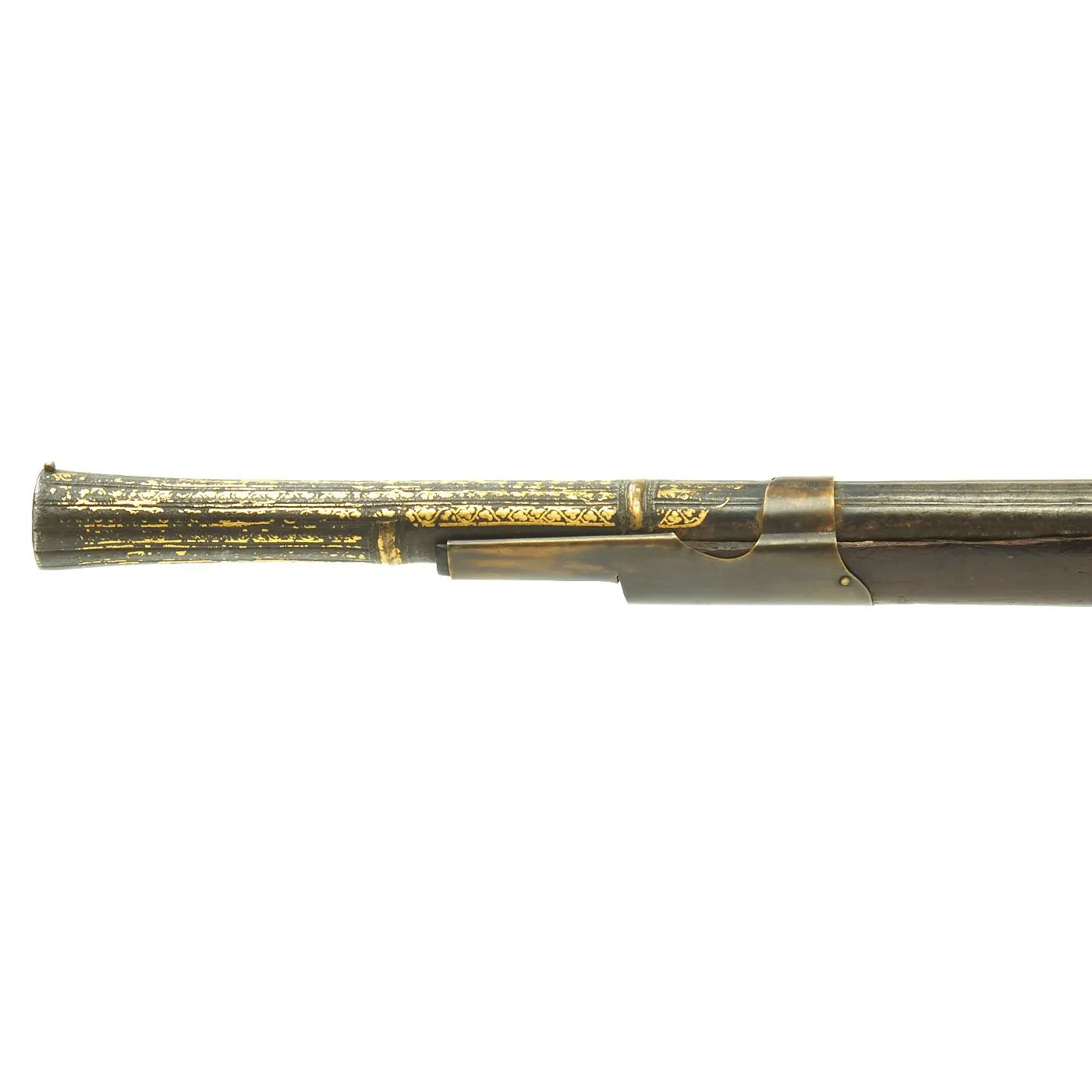 Original Indian Toradar Matchlock Musket with Gold Inlaid Damascus Barrel c. 1780 - 66" Long