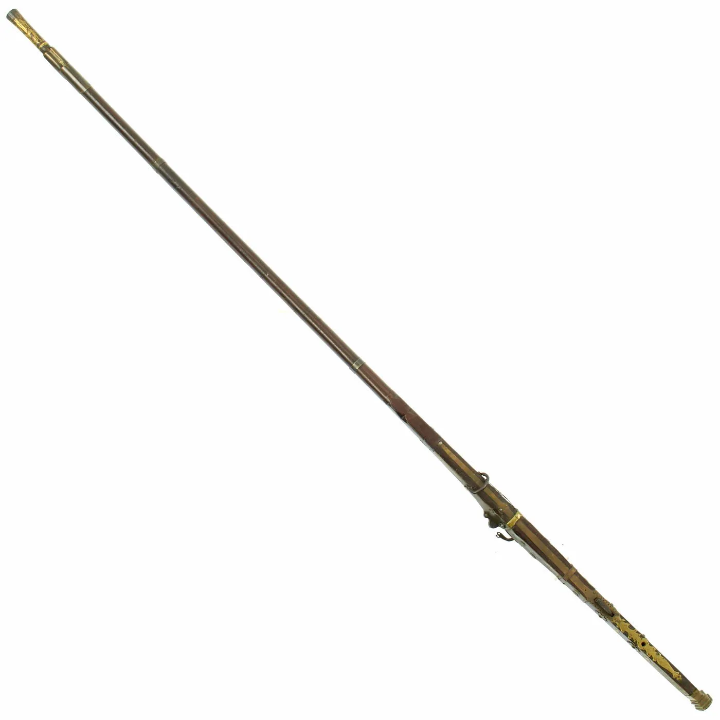 Original Indian Toradar Matchlock Musket with Gold Inlaid Damascus Barrel c. 1780 - 66" Long