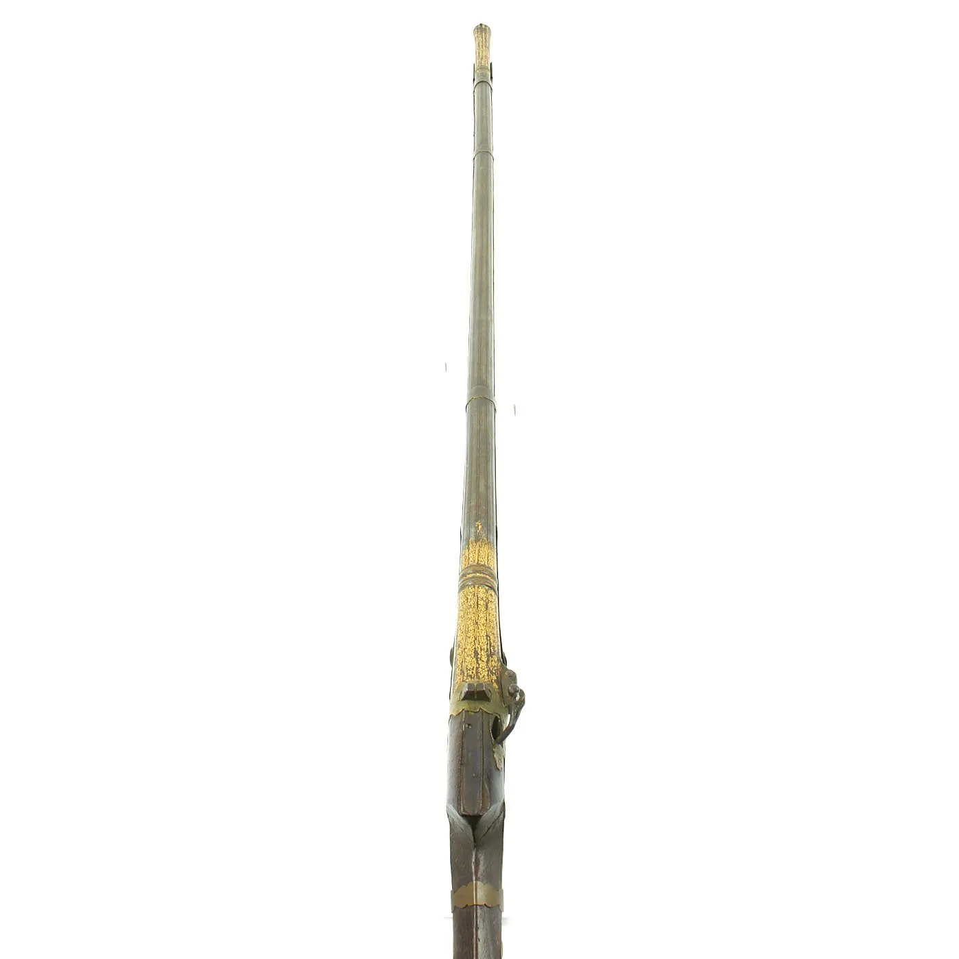 Original Indian Toradar Matchlock Musket with Gold Inlaid Damascus Barrel c. 1780 - 66" Long
