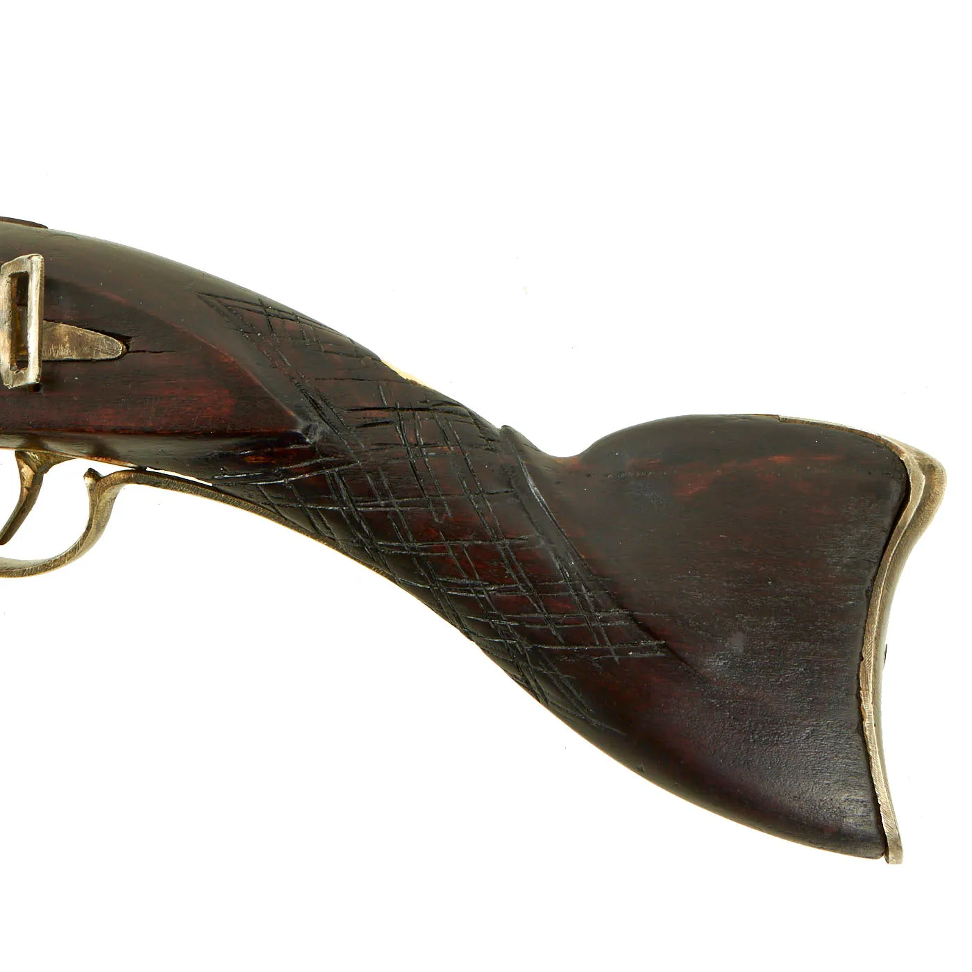 Original Ottoman Flintlock Blunderbuss Pistol with Full Stock and Brass Inlaid Engraved Barrel - circa 1850