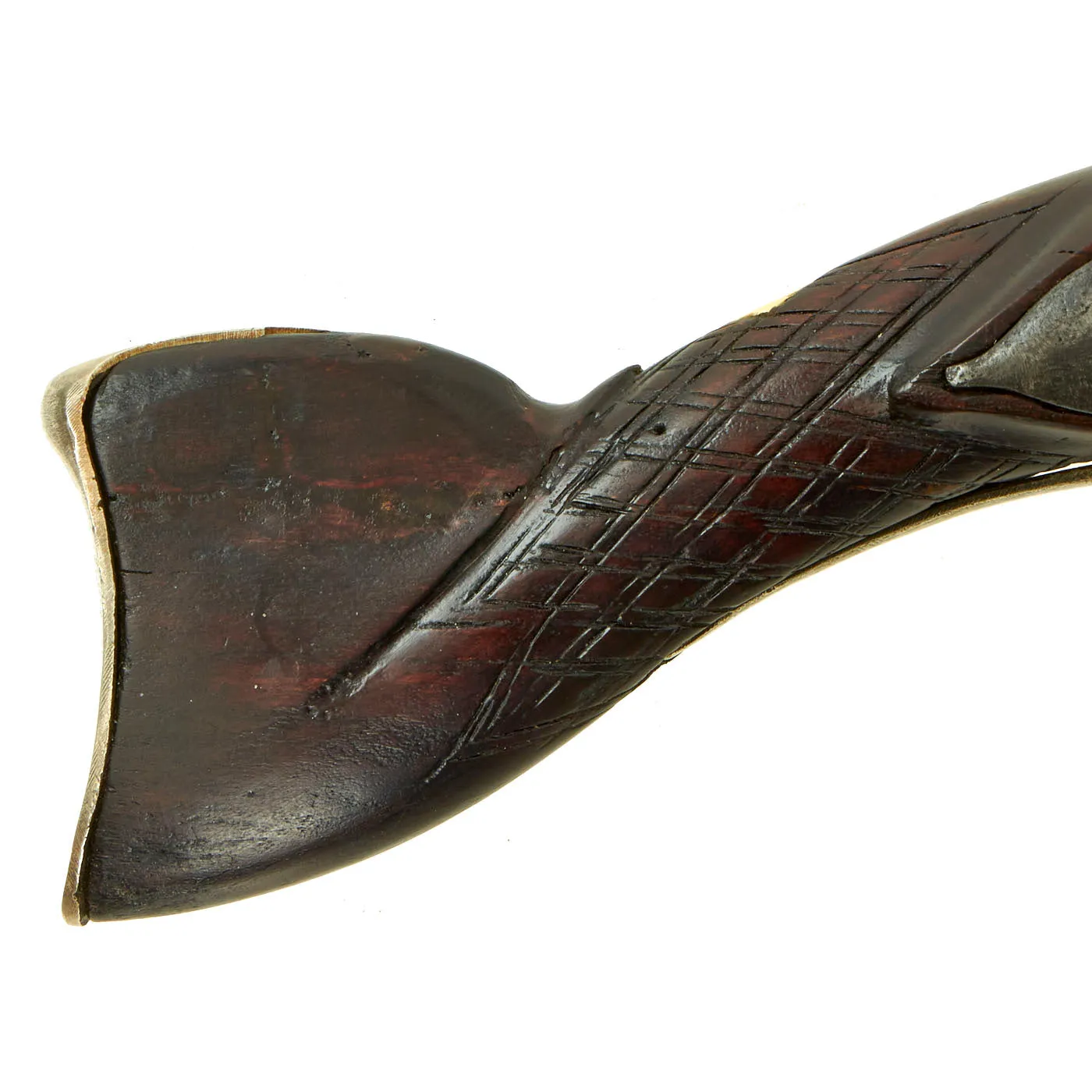 Original Ottoman Flintlock Blunderbuss Pistol with Full Stock and Brass Inlaid Engraved Barrel - circa 1850