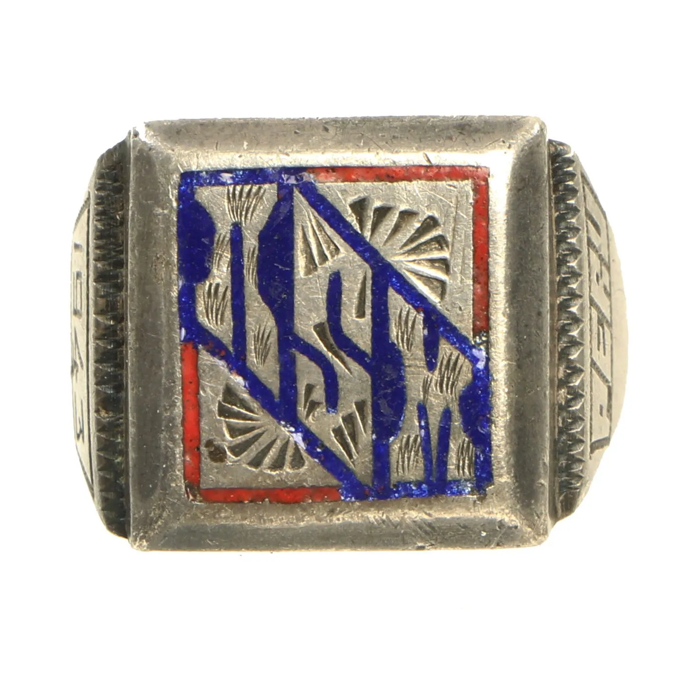 Original U.S. WWII Souvenir Ring Set - NSM Peru 1943, Philippines 1945 & Lightning Bolt Insignia