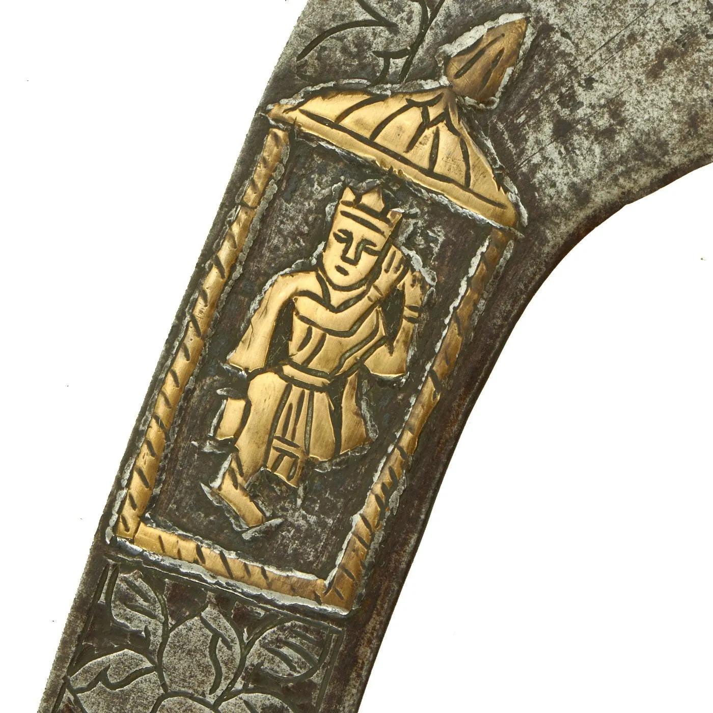 Original Victorian Era Massive Indian or Nepalese Large Decorated Kukri Style Executioner Sword with Tulwar Hilt