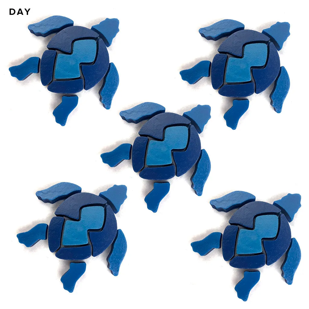 Swimming Turtle x 5, Blue - Glow in the Dark Pool Mosaics - AquaBlu Exclusive!