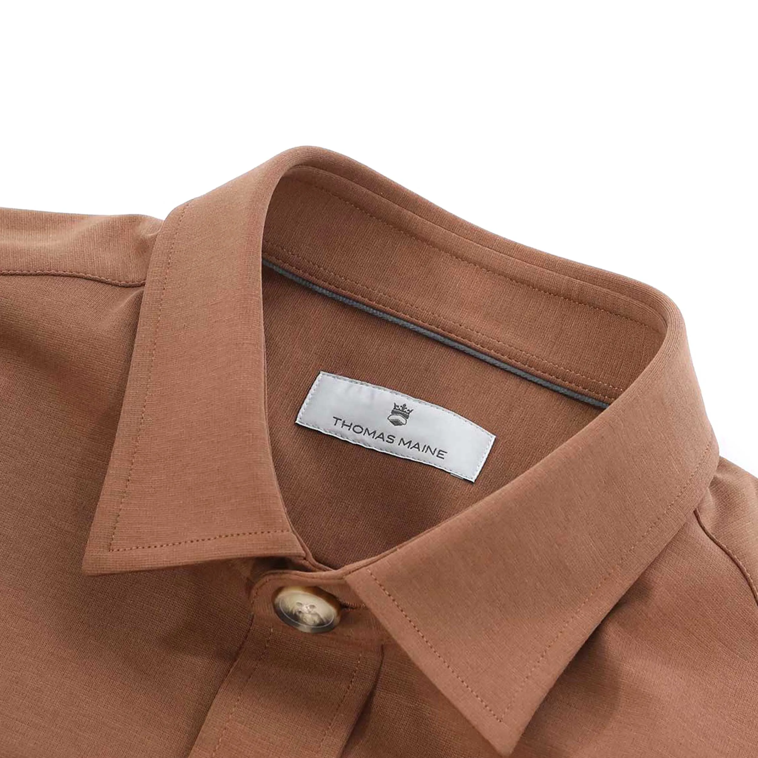 Thomas Maine Stretch Overshirt in Brown