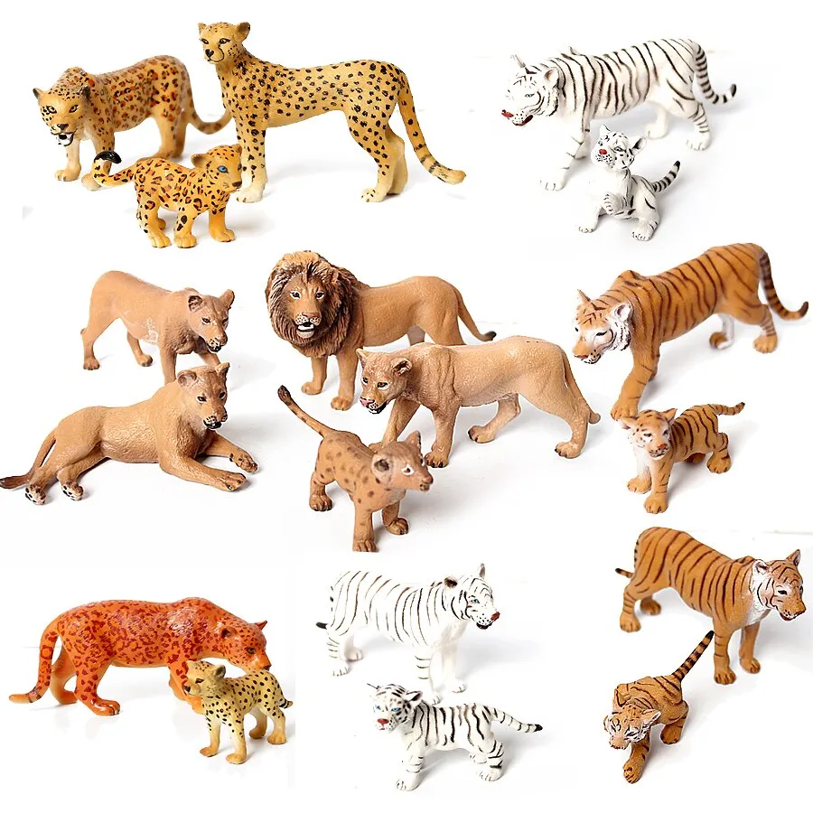Wild Animals Model Tiger Lions leopard Educational Hand Painting Jungle Animals Action Figures Model Set Figurines for Toddler